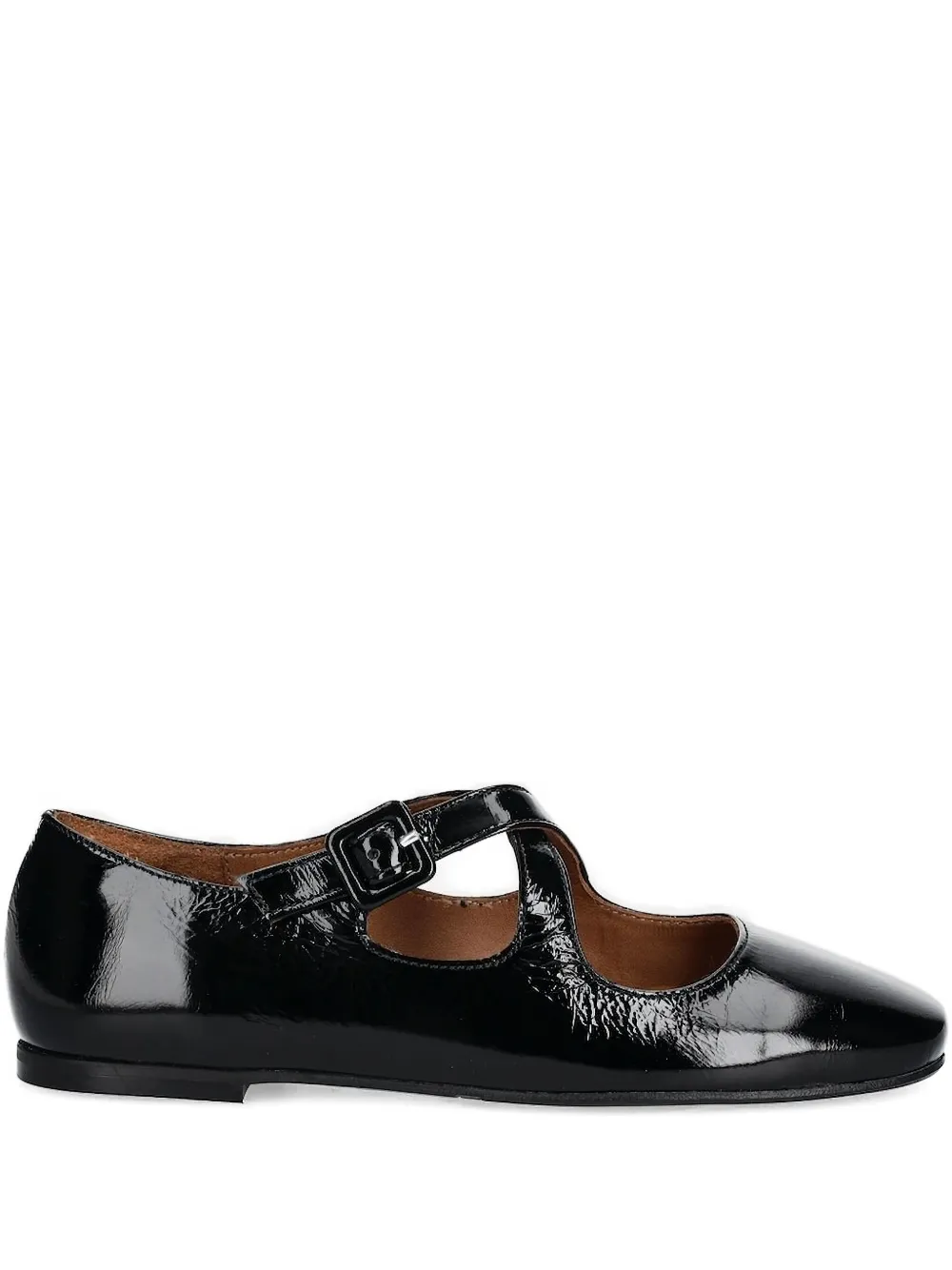 Billi Bi Buckle-fastening Patent-leather Ballet Flats In Black