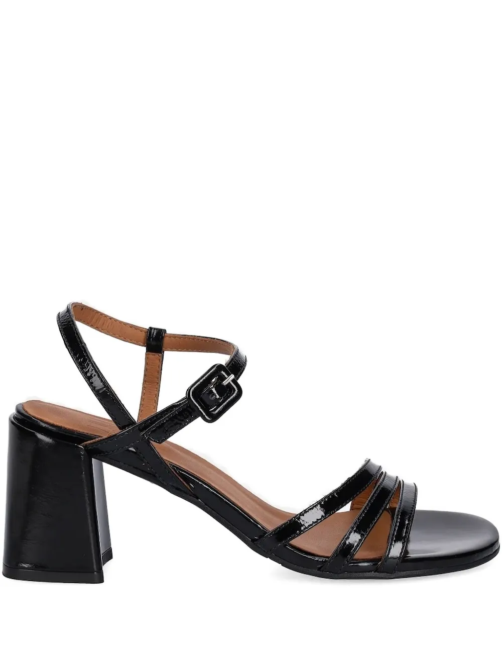BILLI BI 75 mm lakleren sandalen met enkelbandje en hak Zwart