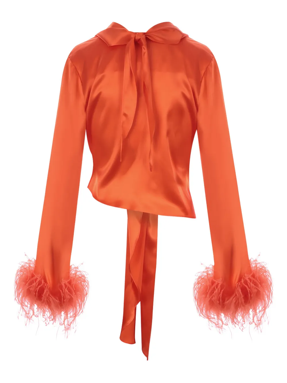 VERGUENZA feather-trimmed knotted shirt Oranje