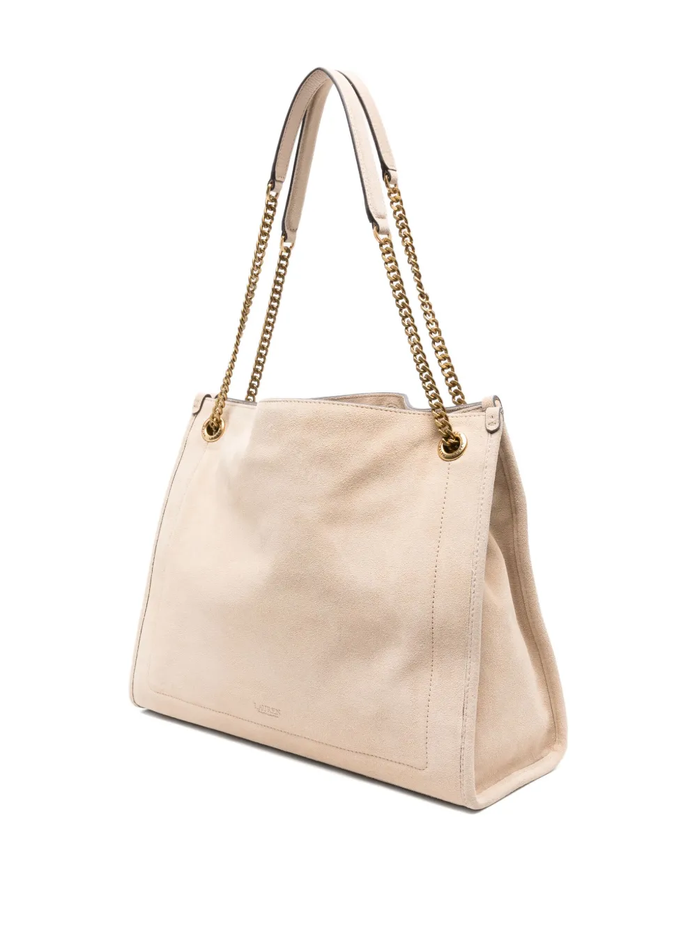 Lauren Ralph Lauren Suède shopper met kettingband Beige
