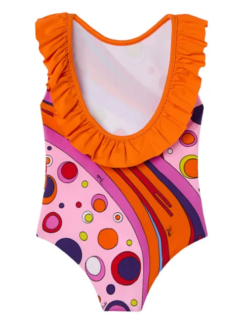 PUCCI Junior Fontane-print ruffled swimsuit