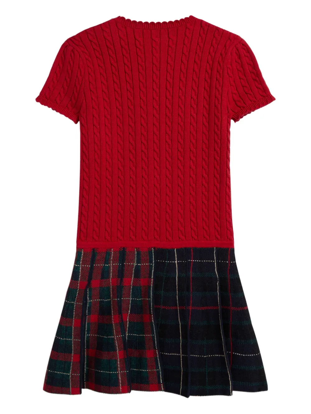 POLO RALPH LAUREN KIDS Kabelgebreide jurk met korte mouwen Rood