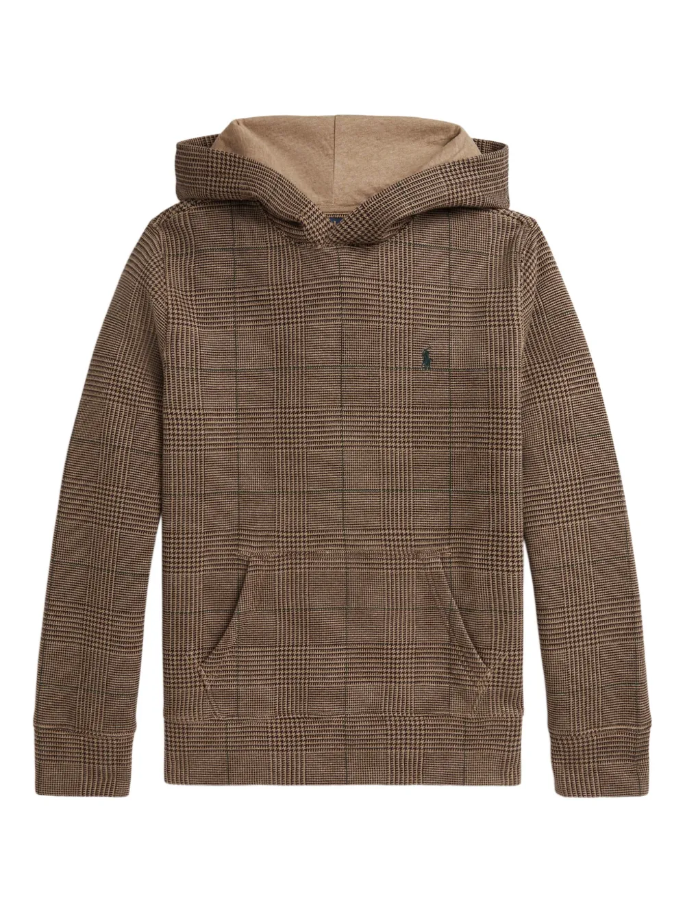 POLO RALPH LAUREN KIDS Felpa Glen a quadri con cappuccio - Marrone