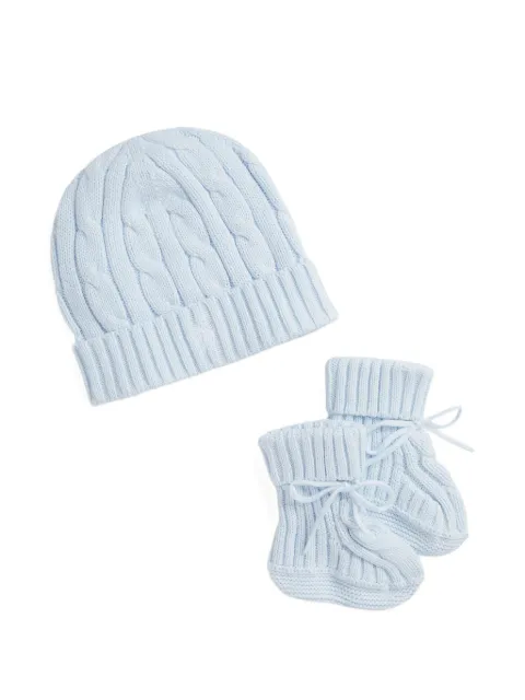 POLO RALPH LAUREN KIDS cable-knit hat and booties set