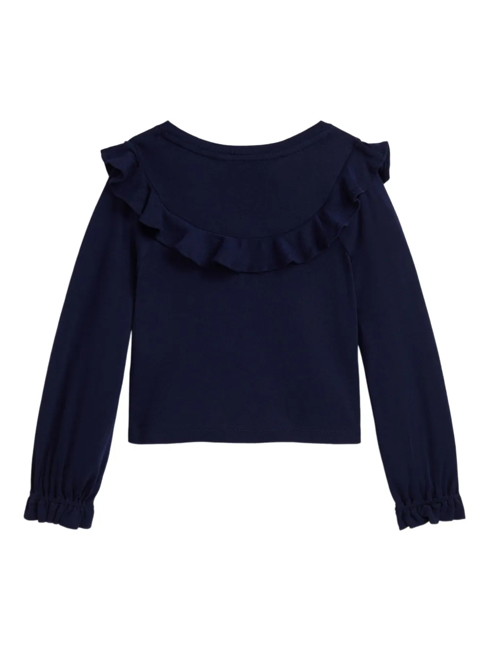 Polo Ralph Lauren Ralph Lauren Ruffled Cotton-modal Top In Blue
