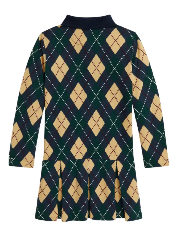 Polo Ralph Lauren Argyle Stretch Mesh Polo Dress (2-7 Years) In Printed Argyle, Size 5 Yrs