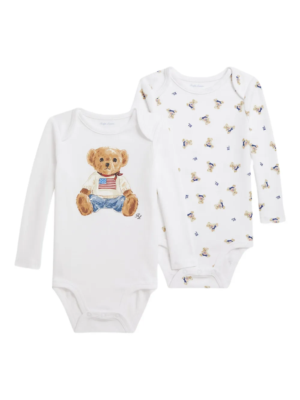 POLO RALPH LAUREN KIDS Twee rompers met Polo Bear-print Wit