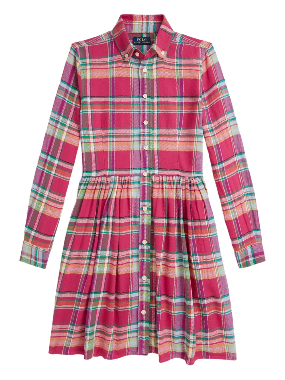 POLO RALPH LAUREN KIDS Geruite button-down blousejurk Roze