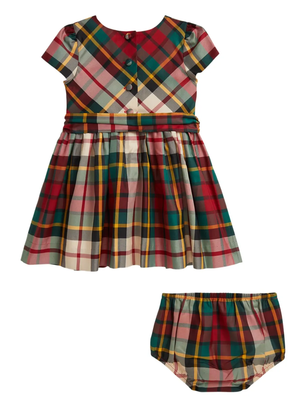 POLO RALPH LAUREN KIDS Geruite jurk met strik - Rood
