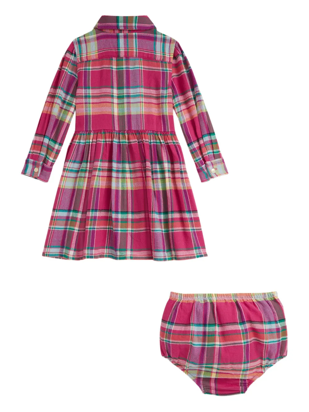 POLO RALPH LAUREN KIDS Geruite jurk set met knopen Roze