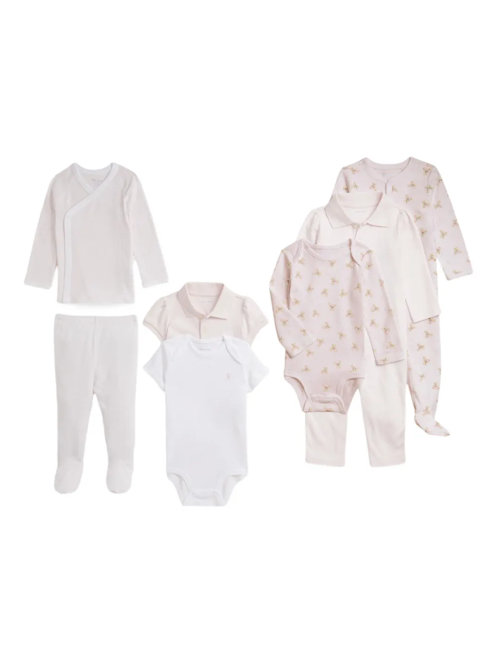 POLO RALPH LAUREN KIDS Zeven-delige katoenen romperset Roze
