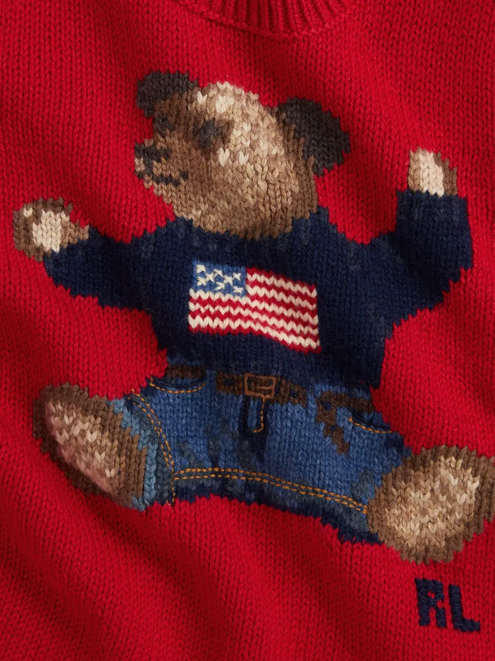 POLO RALPH LAUREN KIDS Gebreide jurk met Polo Bear-patroon Rood