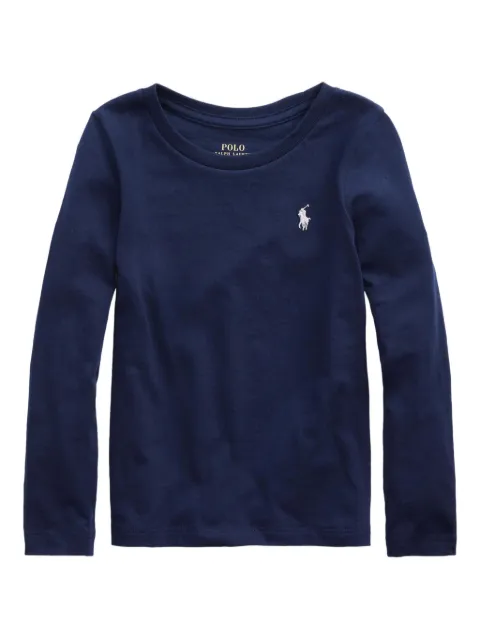 POLO RALPH LAUREN KIDS تيشيرت بأكمام طويلة ورقبة مفتوحة حتى الصدر