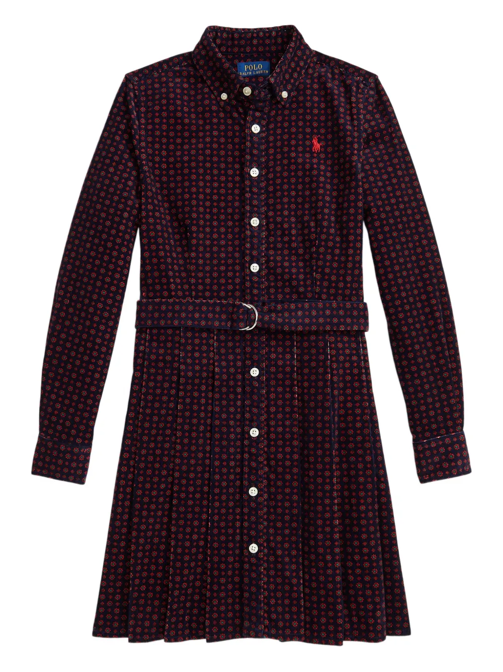 POLO RALPH LAUREN KIDS Geplooide jurk met print Rood