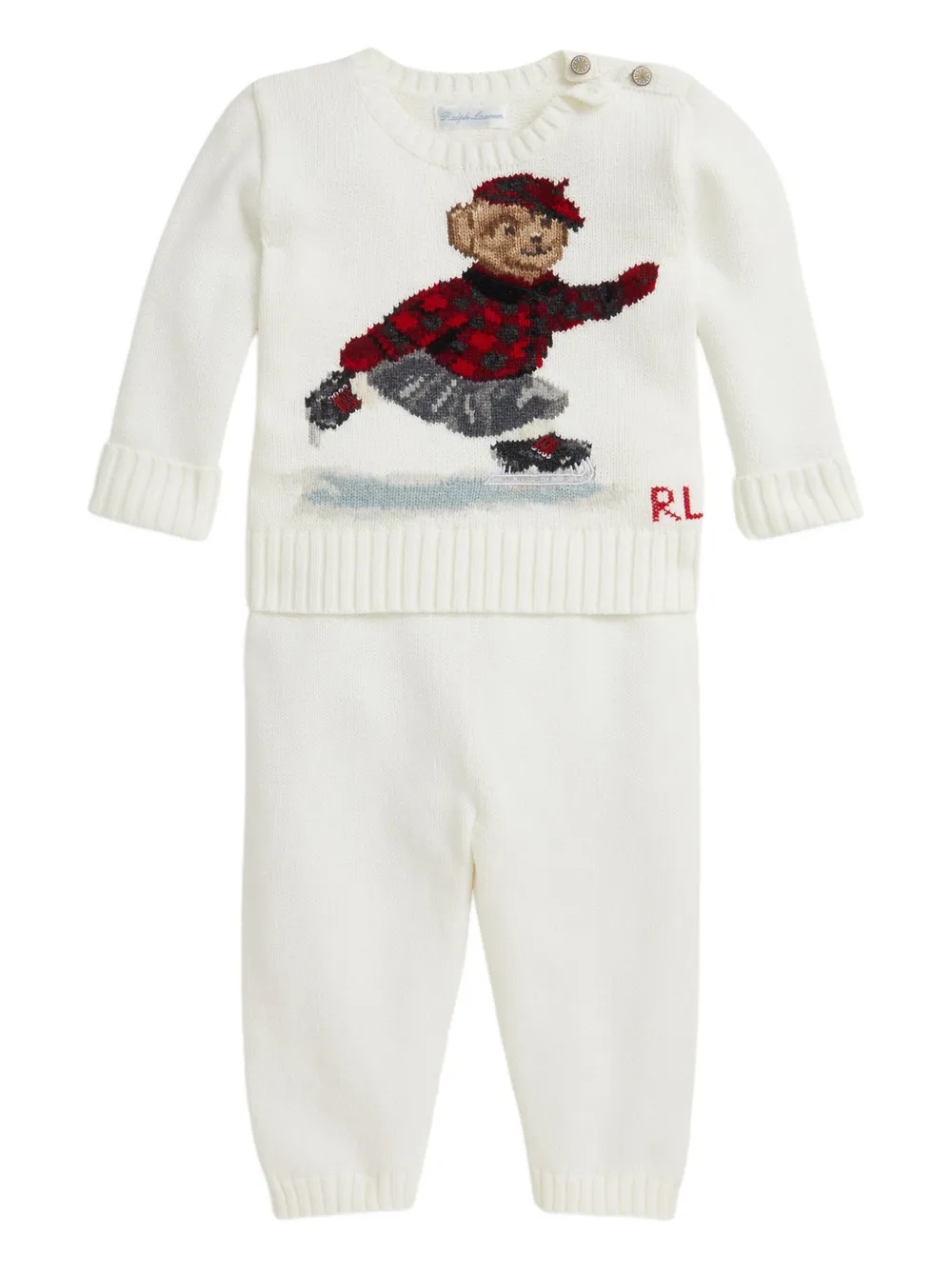 POLO RALPH LAUREN KIDS ベアプリント ツーピース セット - ホワイト POLO RALPH LAUREN KIDS ベアプリント ツーピース セット - ホワイト
