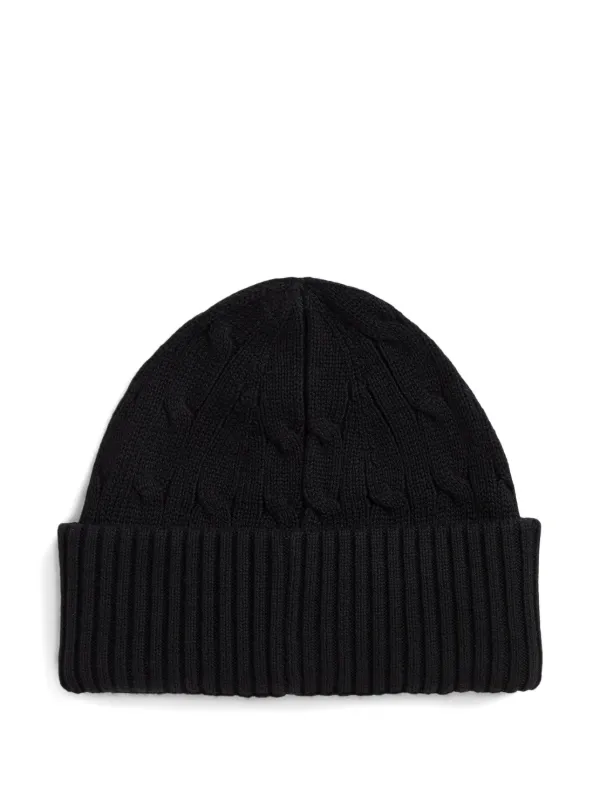 POLO RALPH LAUREN KIDS cable-knit Beanie Hat | Black | FARFETCH display picture 3