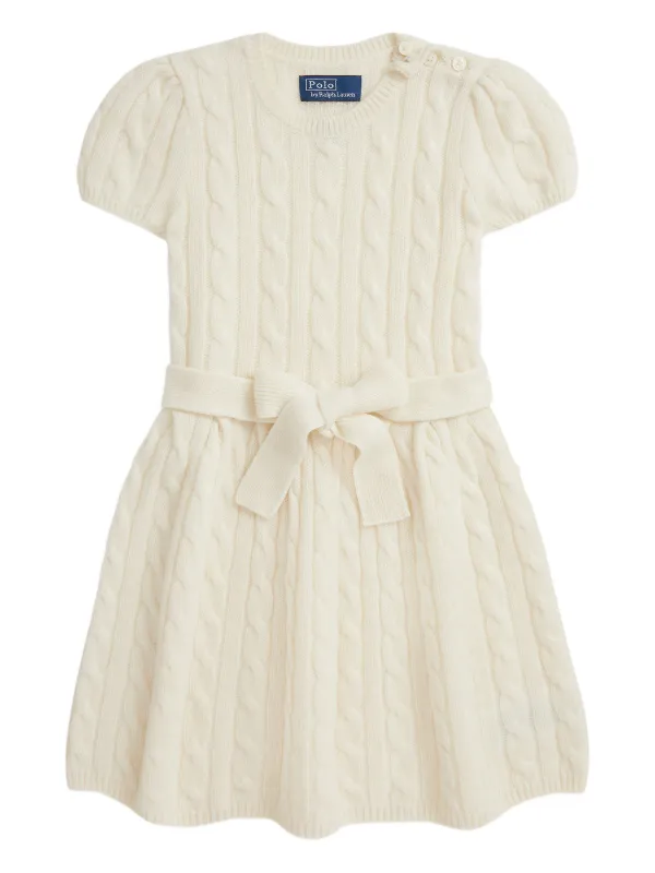 POLO RALPH LAUREN KIDS cable-knit short-sleeve Dress White - Main Image