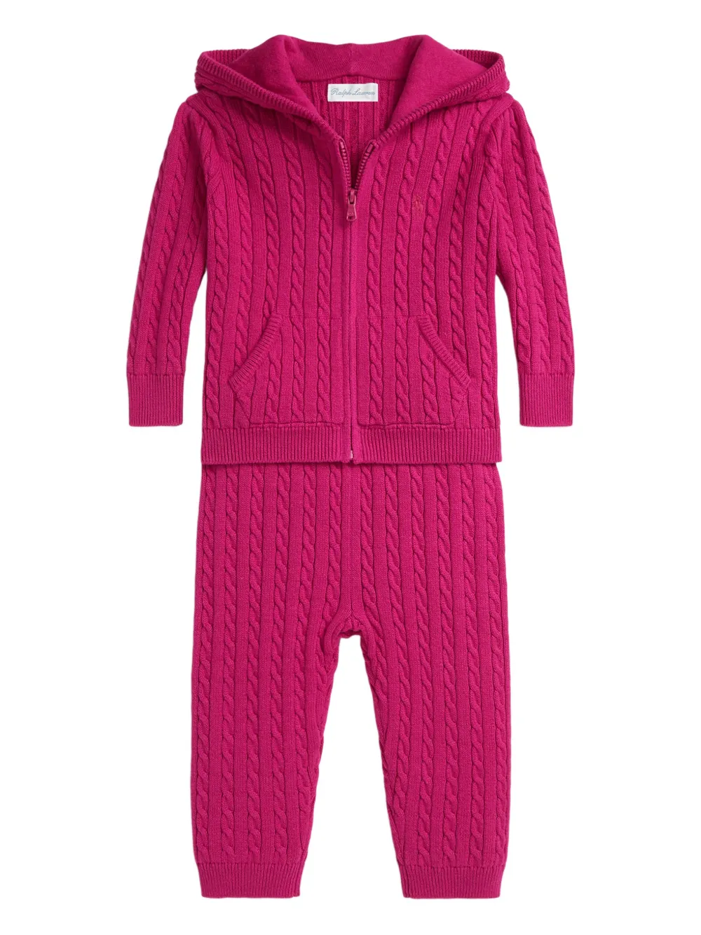POLO RALPH LAUREN KIDS ケーブルニット ジャンプスーツ - ピンク