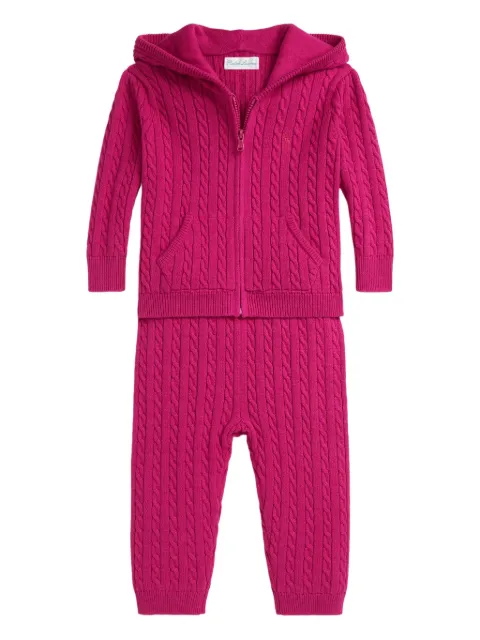 POLO RALPH LAUREN KIDS cable knit hooded jumpsuit