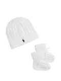 POLO RALPH LAUREN KIDS cable-knit beanie and booties set - White