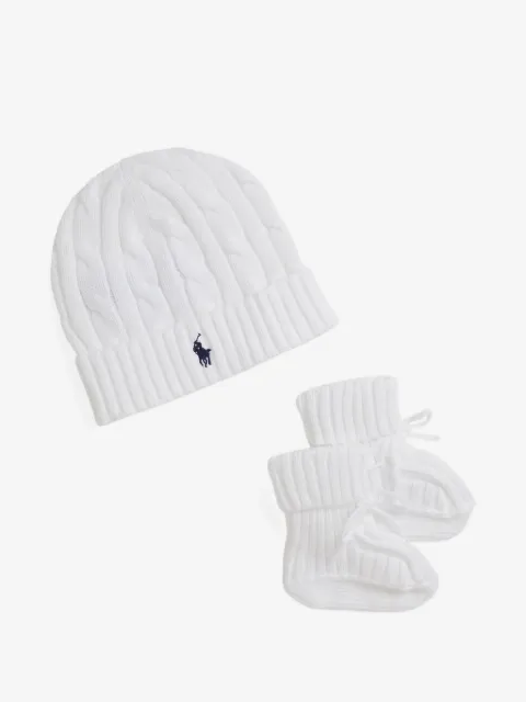 POLO RALPH LAUREN KIDS cable-knit beanie and booties set