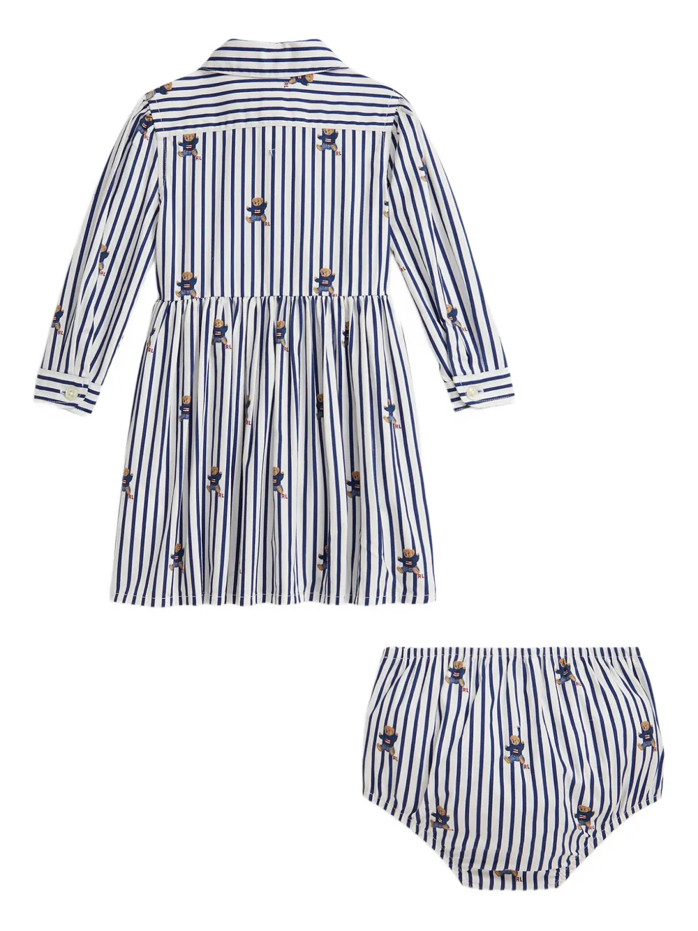 POLO RALPH LAUREN KIDS striped Polo Bear dress - Blauw