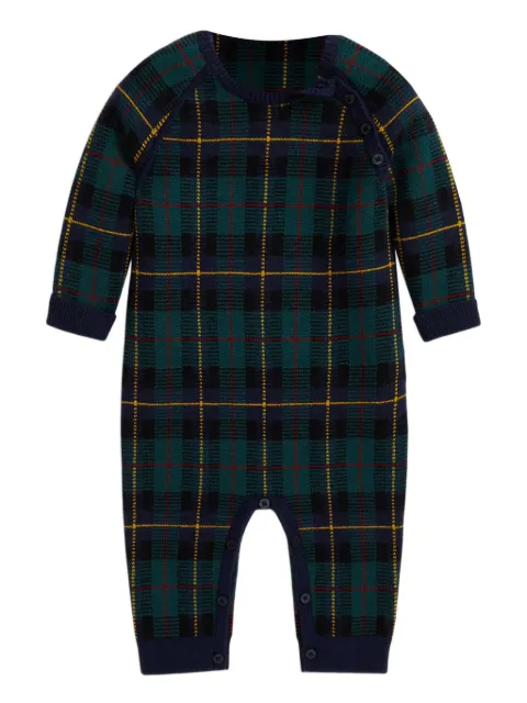 POLO RALPH LAUREN KIDS plaid long-sleeve romper