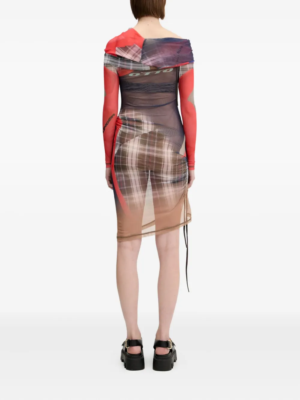 Ottolinger Asymmetrische jurk met mesh vlakken Blauw