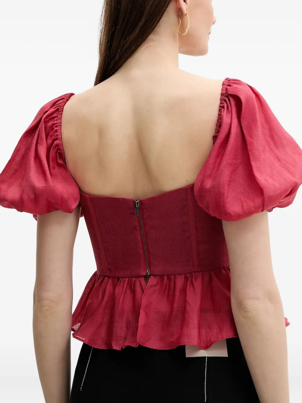 Bardot Top met pofmouwen - Rood
