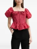 Bardot puff-sleeve corset top - Red