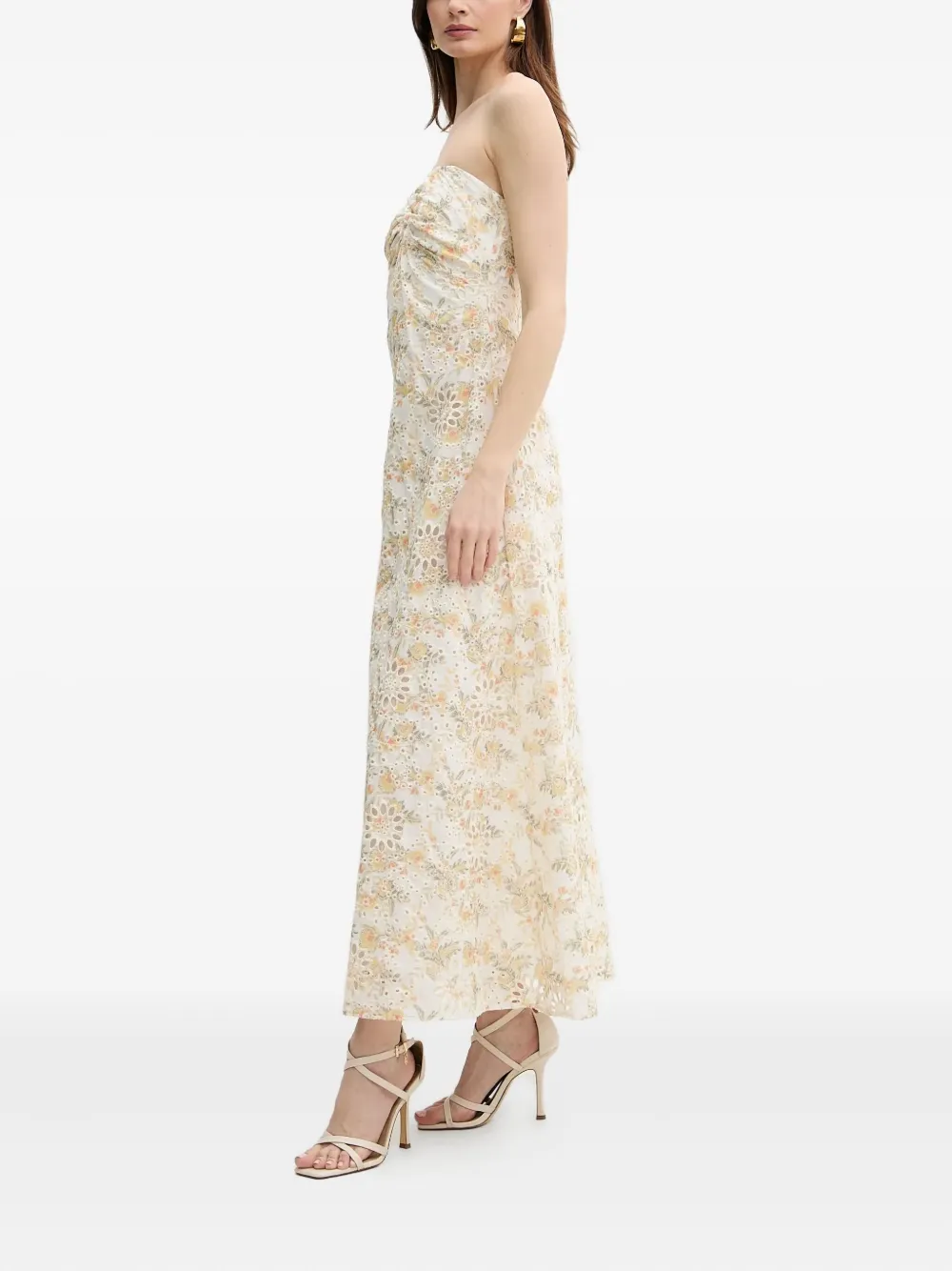Bardot Maxi-jurk met ringlets - Beige
