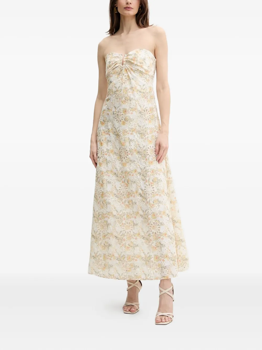 Bardot floral eyelet maxi dress | Neutrals | Image 1