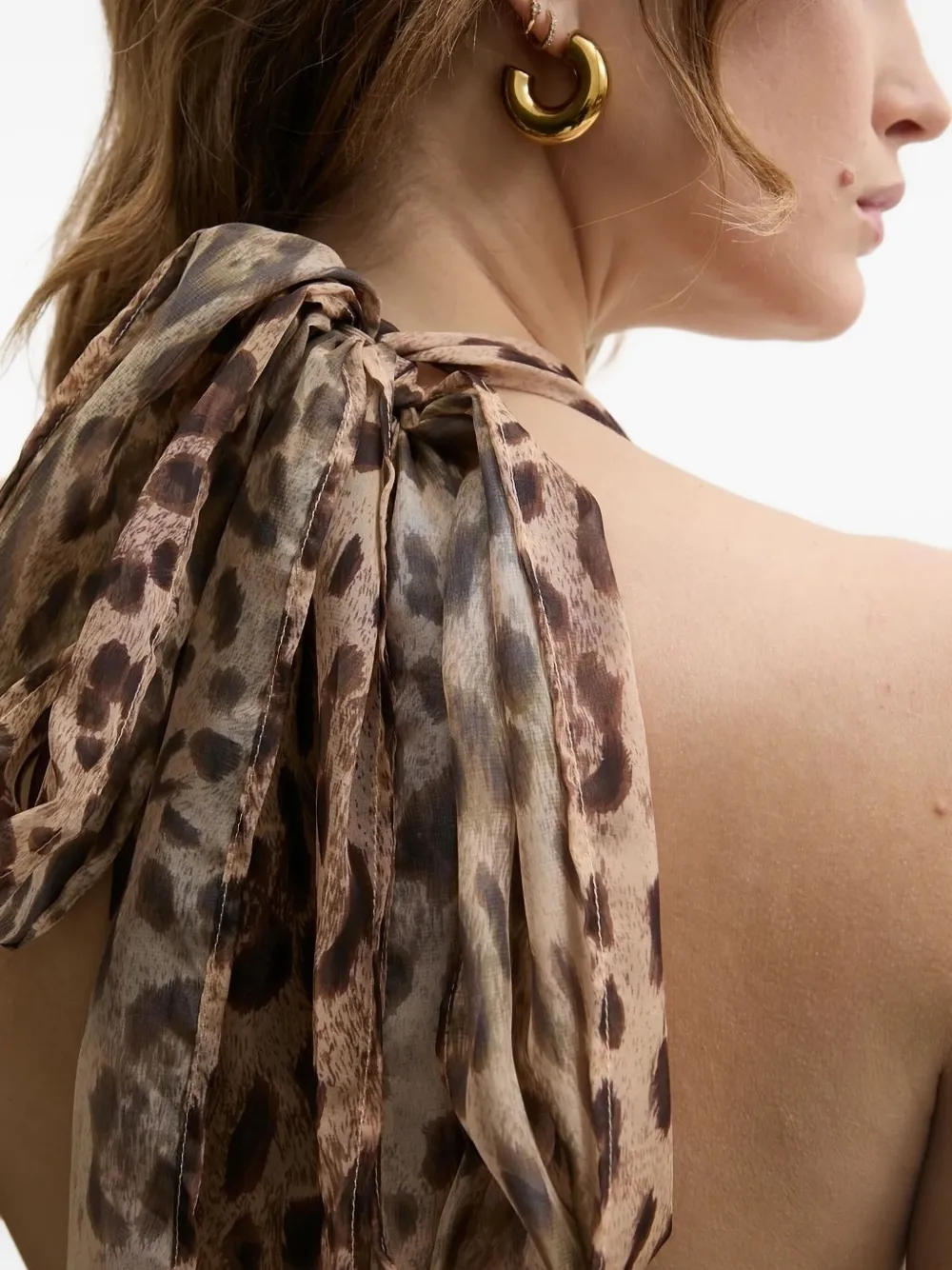 Bardot Mave mini-jurk met luipaardprint en ruches Bruin
