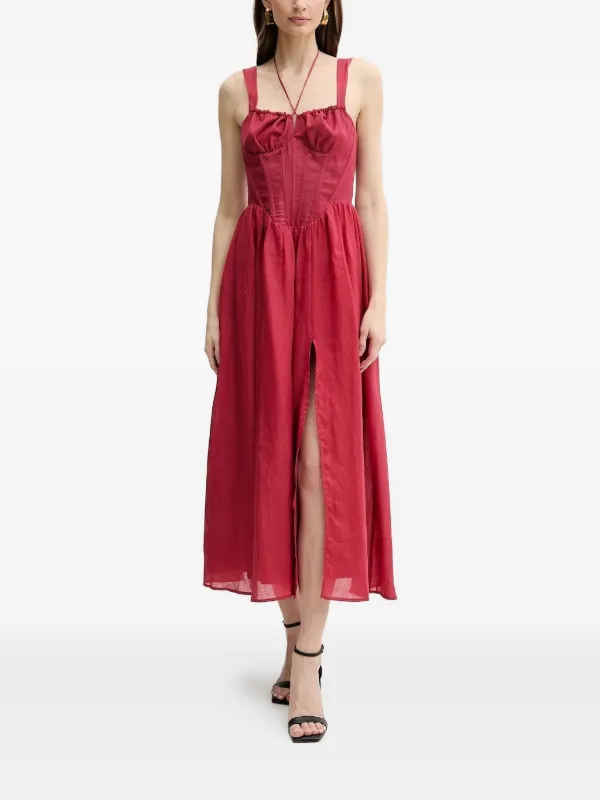 Bardot corset-detail Dress | Red | FARFETCH
