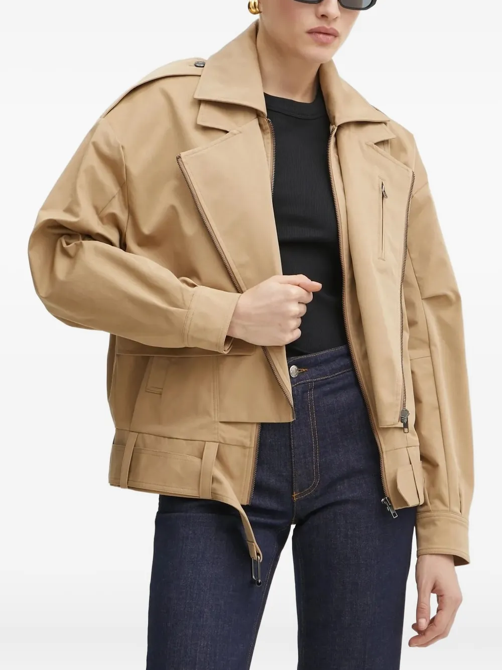 Bardot Bikerjack met ceintuur en rits Bruin