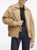 Bardot belted zip-up biker jacket - Brown