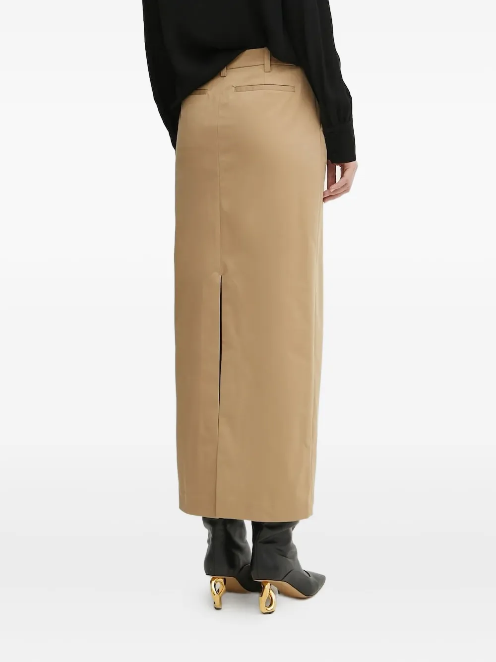 Bardot Front-slit Midi Skirt In Brown