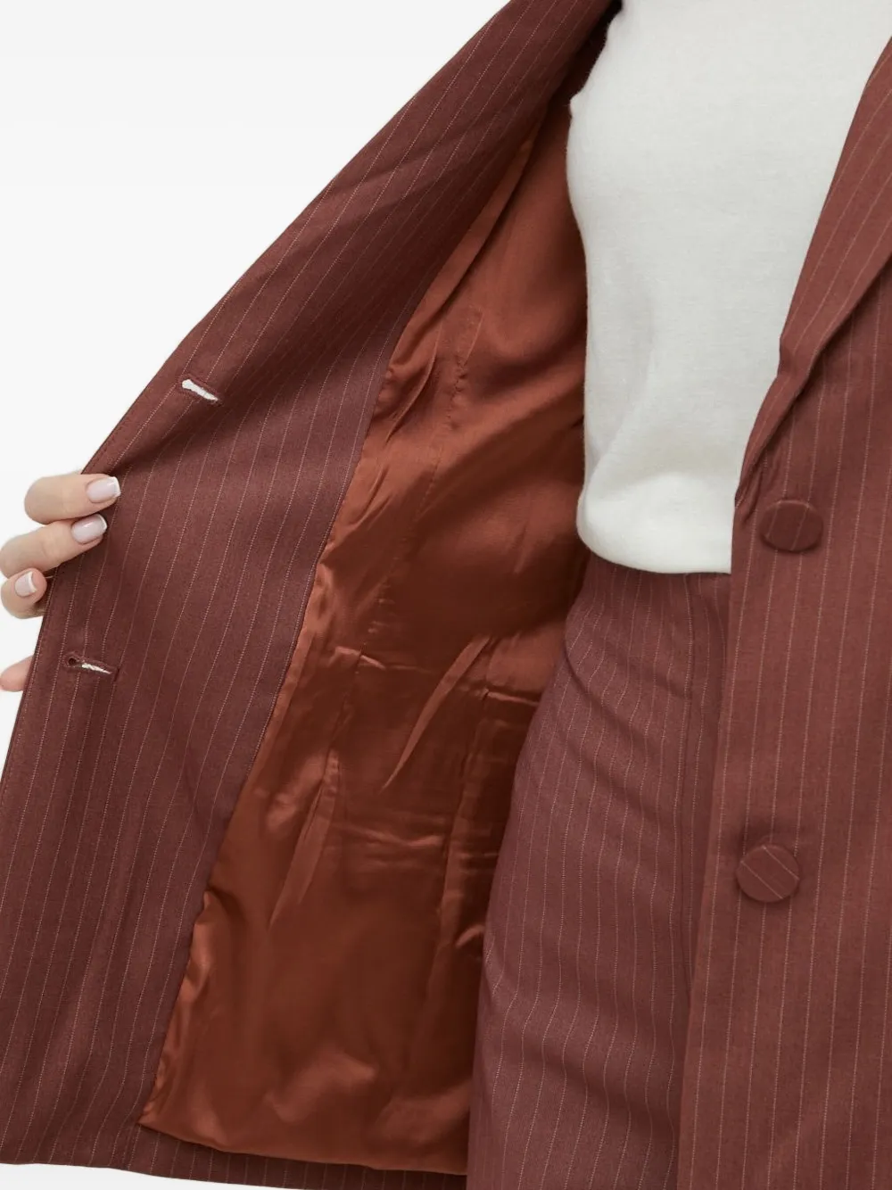 Bardot Pinstripe-pattern Button-fastening Blazer In Burgundy