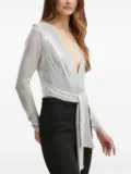 Bardot Emelia sequin-embellished tie-front top - Grey