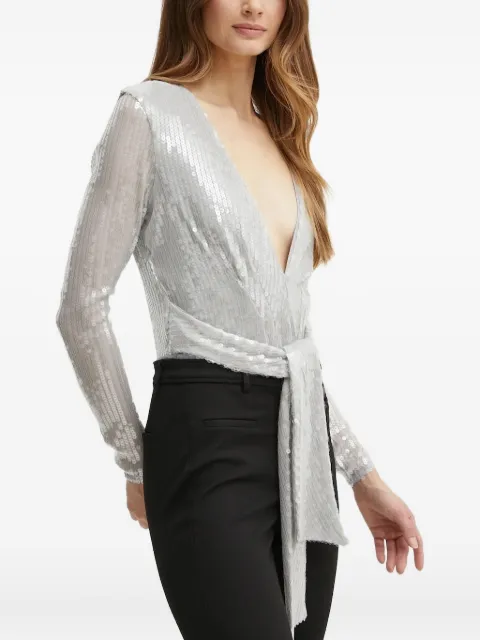 Bardot Emelia sequin-embellished tie-front top