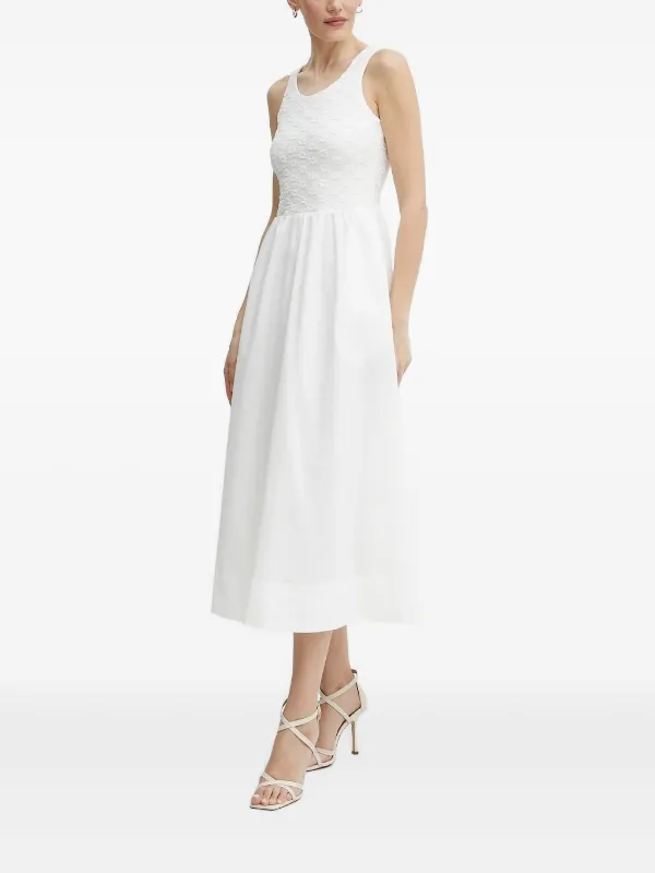 Bardot embroidered-bodice Midi Dress | White | FARFETCH JO