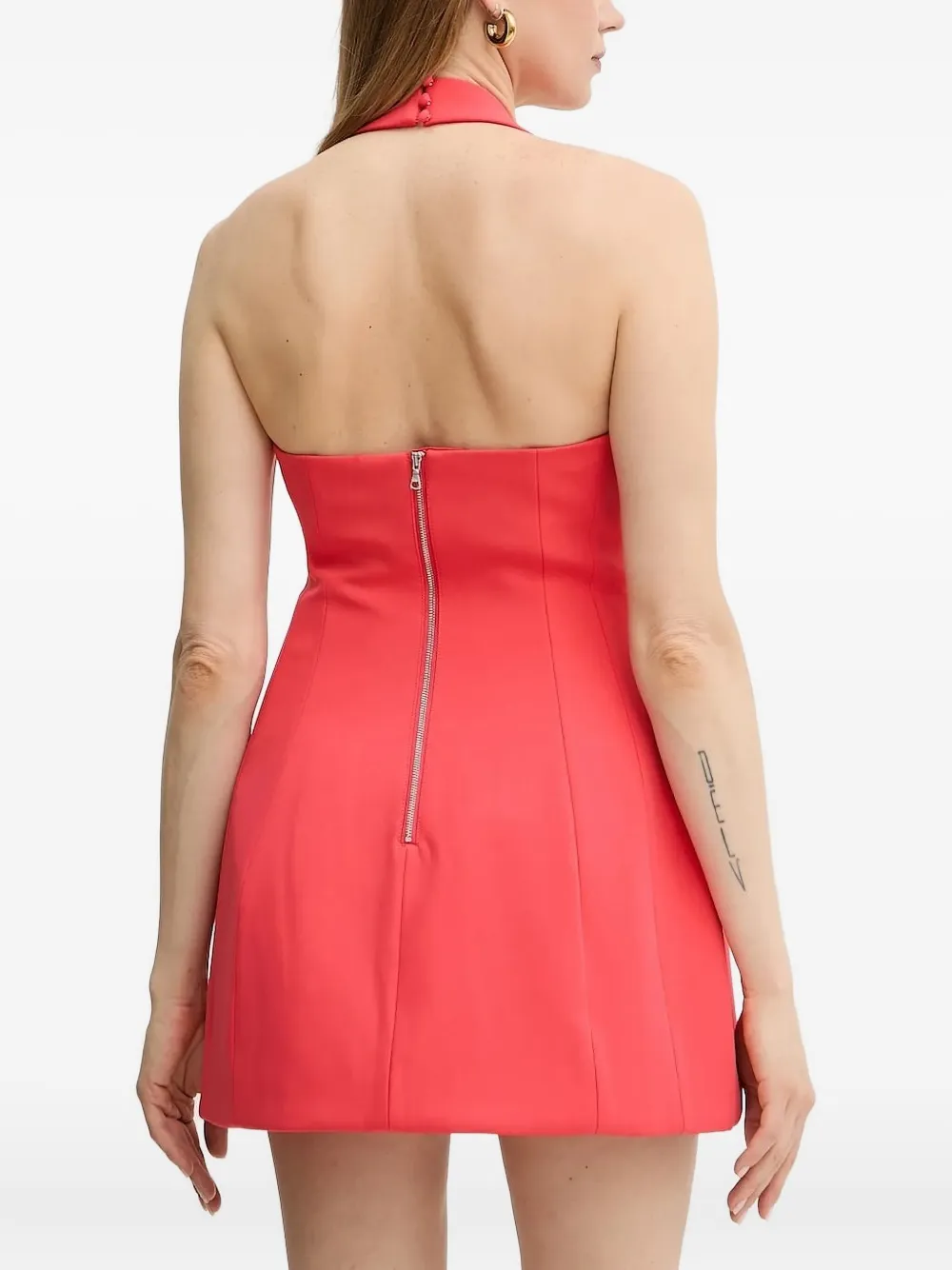 Bardot Mini-jurk met halternek - Oranje
