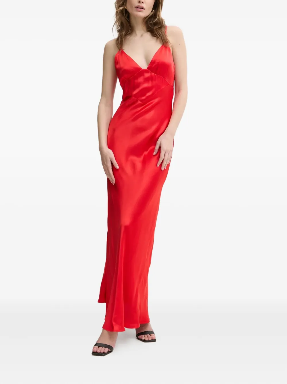 Bardot Bias-cut Slip Dress In Red
