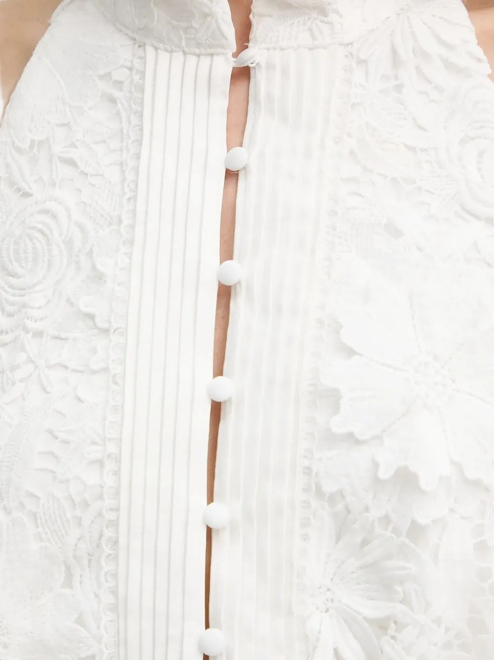 Bardot floral-lace halterneck dress Wit