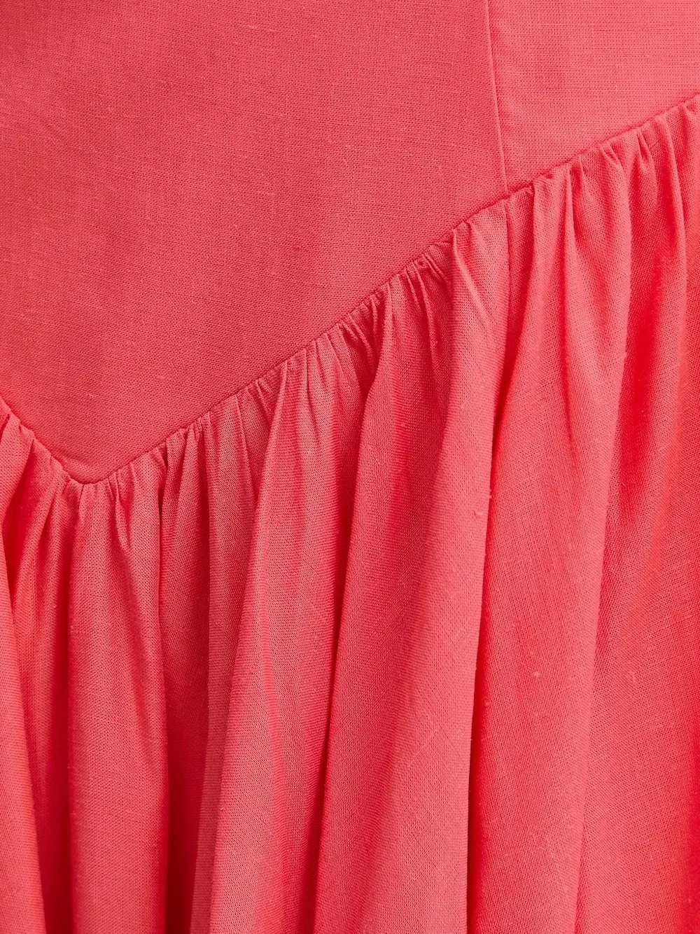 Bardot halter-neck gathered-skirt midi dress Roze