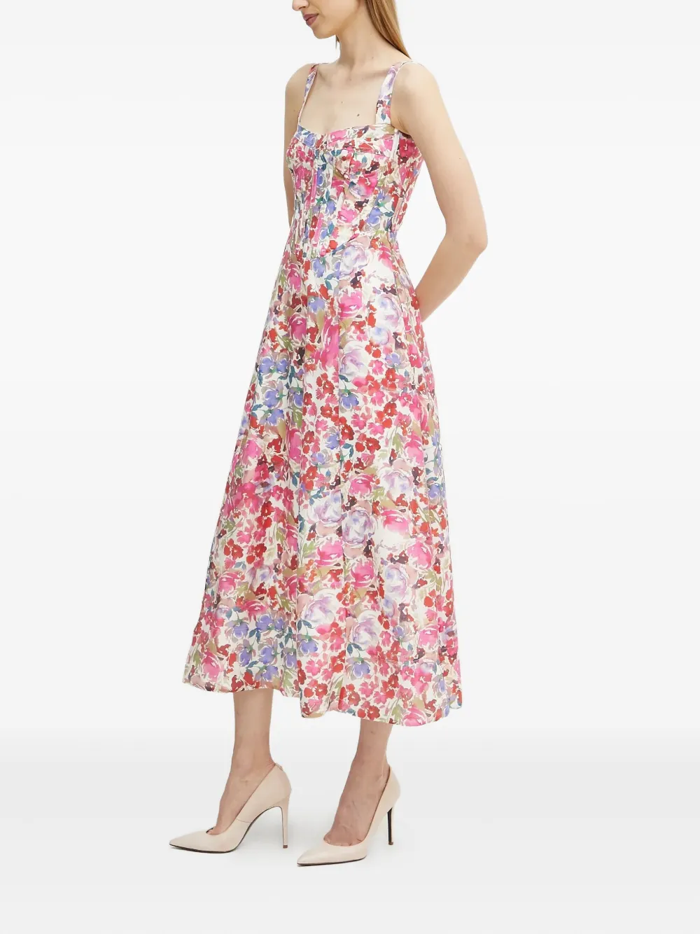 Bardot Midi-jurk met bloemenprint Roze