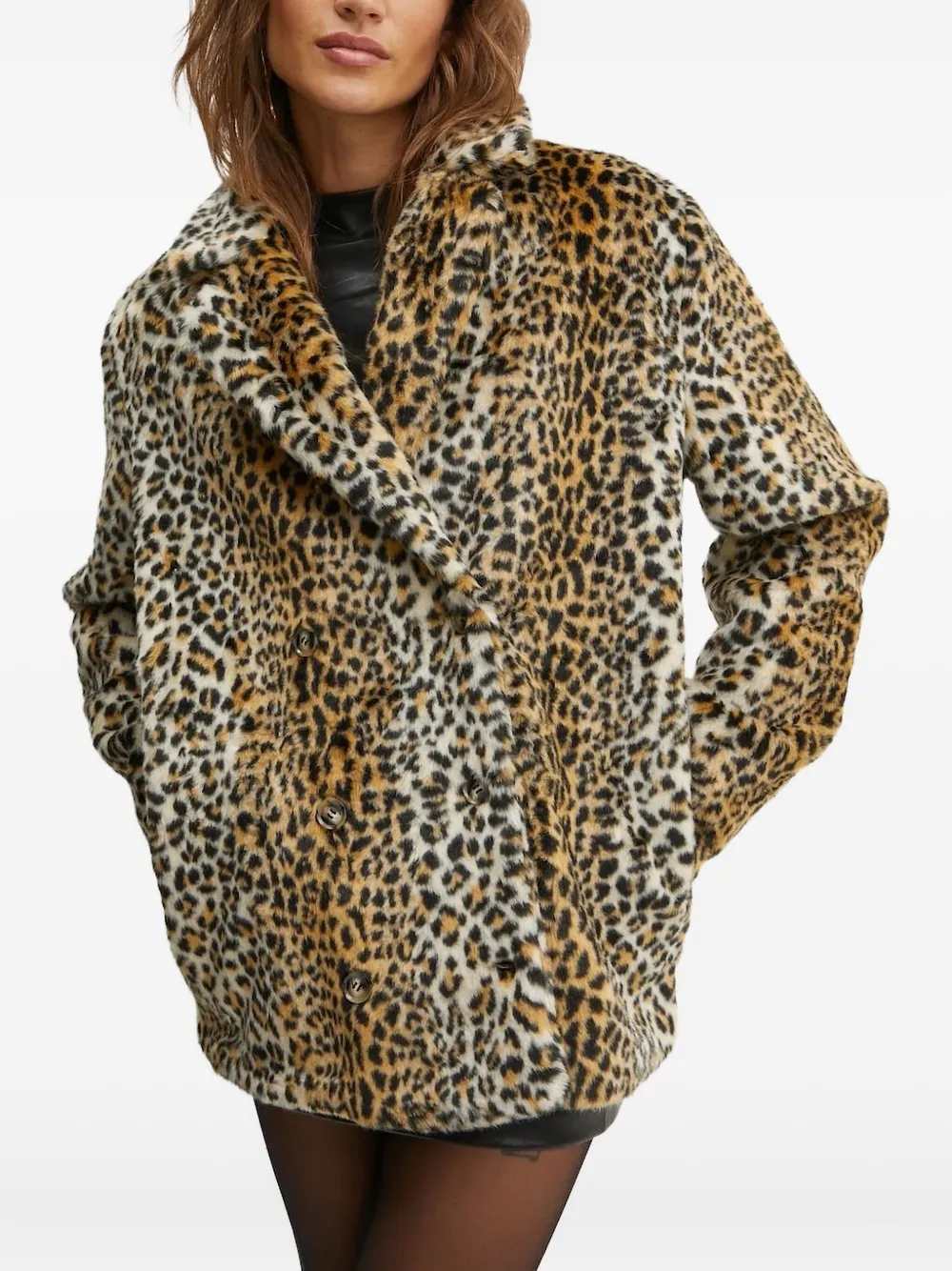 Bardot Leopard-print Faux-fur Coat In Yellow