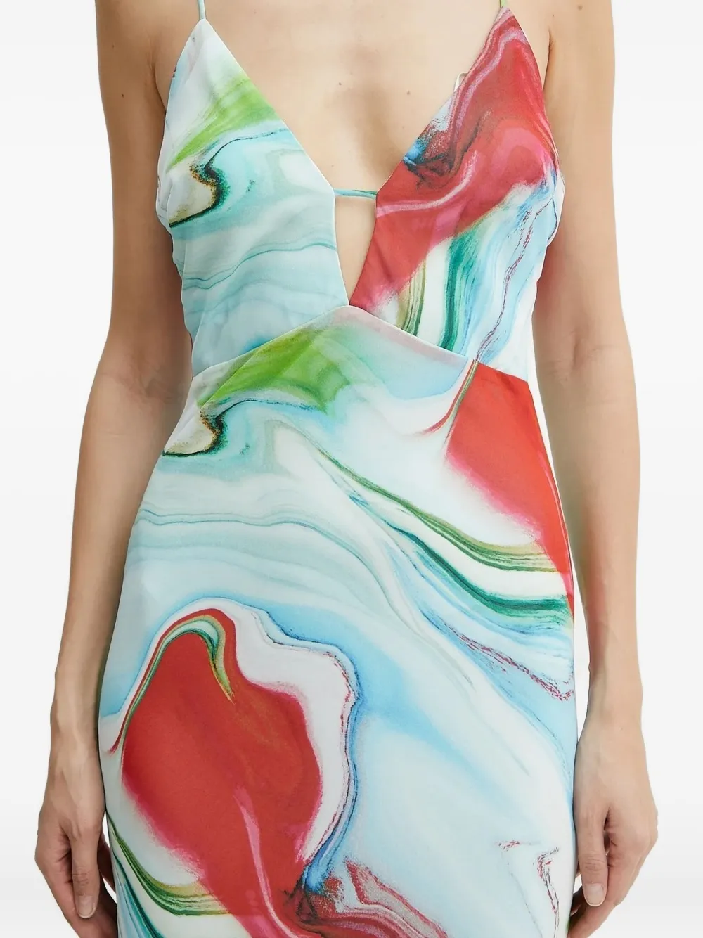 Bardot Graphic-print Slip Maxi Dress In Blue