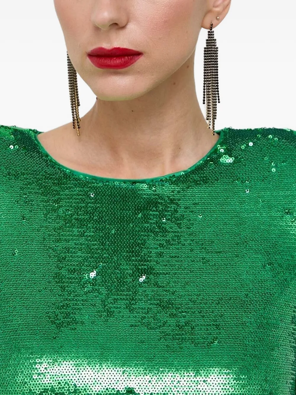 Bardot Sequinned Padded-shoulder Dress In Gold