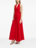 Bardot halterneck draped maxi dress - Red
